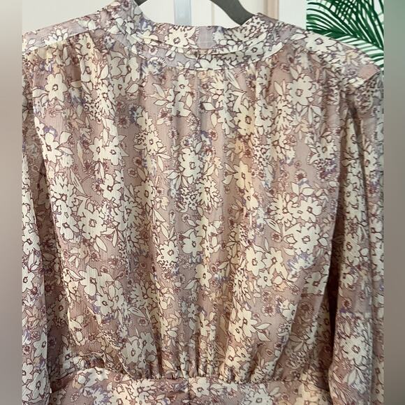 Fate Long Sleeve Boho Tiered Floral Mock Neck Dress Large - Picture 3 of 10
